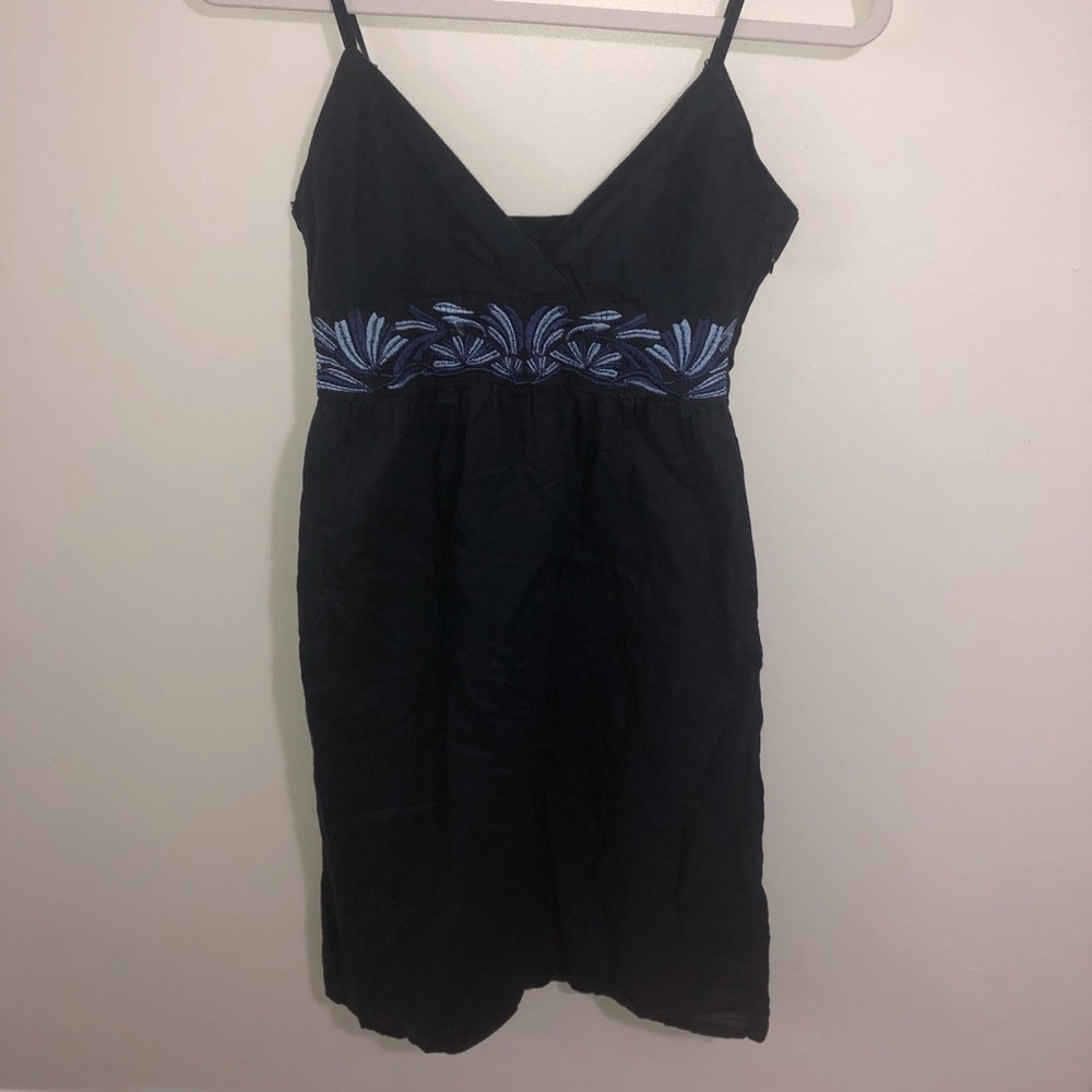 Banana Republic Blue Cotton Embroidered Coastal Y2K Baby Doll Mini Dress Size 0